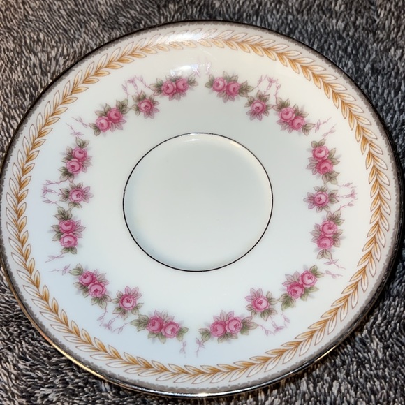 RC SAUCER VINTAGE 1950s PATTERN NORITAKE 564 VICTORIAN PINK ROSES AND LAUREL - Picture 9 of 11